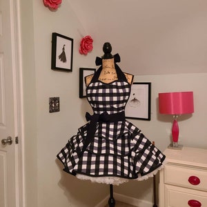 Black and White Buffalo Plaid Retro Style Hostess Apron
