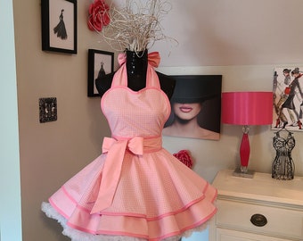 Pink Gingham Retro Apron