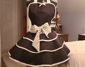 Classic Black and White Retro Style Hostess Apron