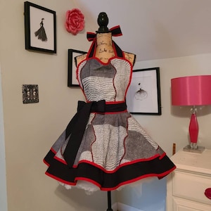 Black and Red Retro Style Hostess Apron