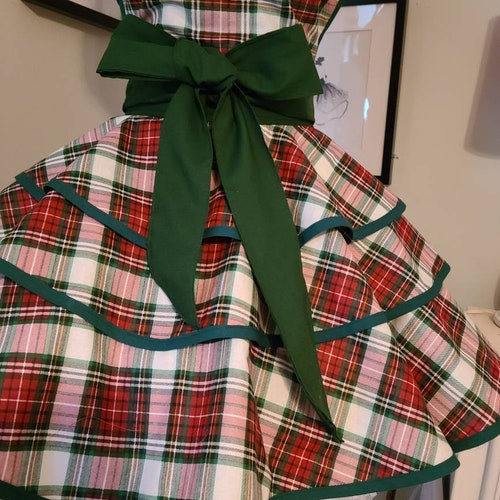 Christmas Tartan Plaid shops Retro Style Hostess Apron