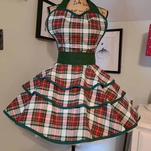 Christmas Tartan Plaid shops Retro Style Hostess Apron