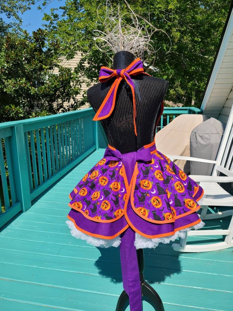 Halloween Hostess Apron With Jackolanterns and Cats Etsy