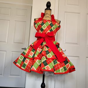 Christmas Argyle Plaid Retro Style Hostess Apron