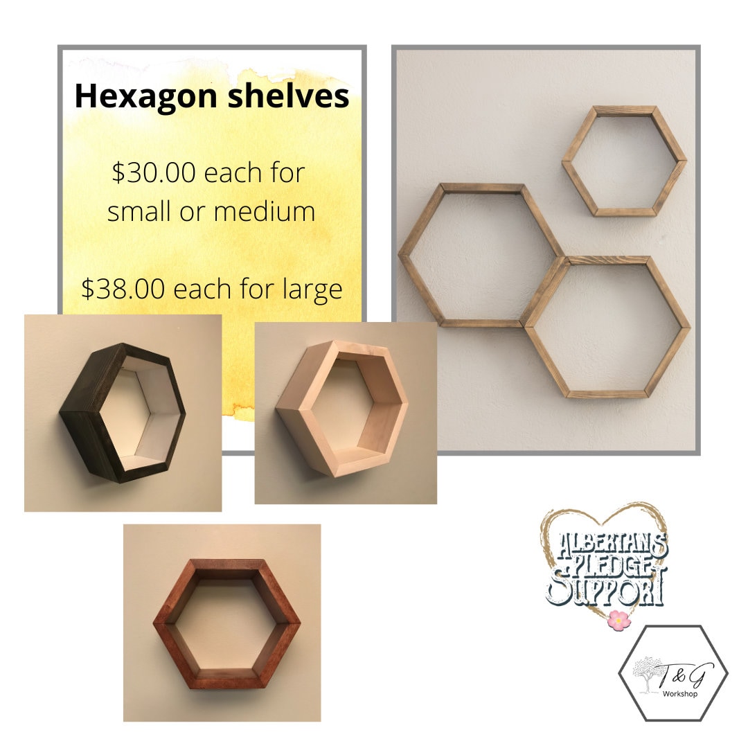Hexagon Floating Shelves Hexagon Wall Shelves Wooden Hexagon Etsy