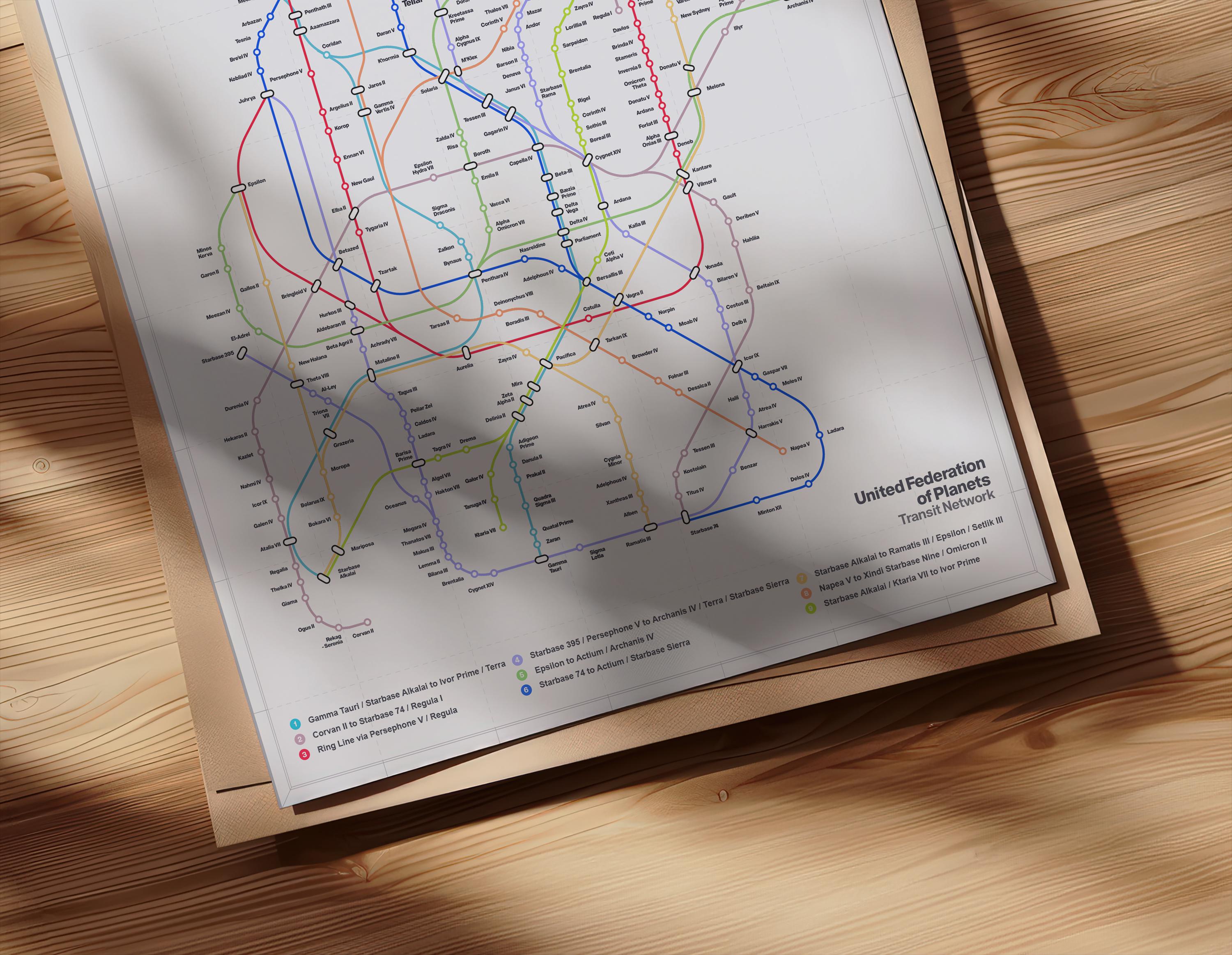 United Federation of Planets Transit Map Art Print (digital Download ...