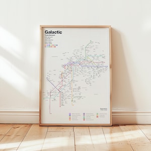Carte du transit galactique / Pack de 2 couleurs / carte fantastique, carte du métro unique, cadeau unique, oeuvre d'art imprimable, impression numérique, téléchargement immédiat