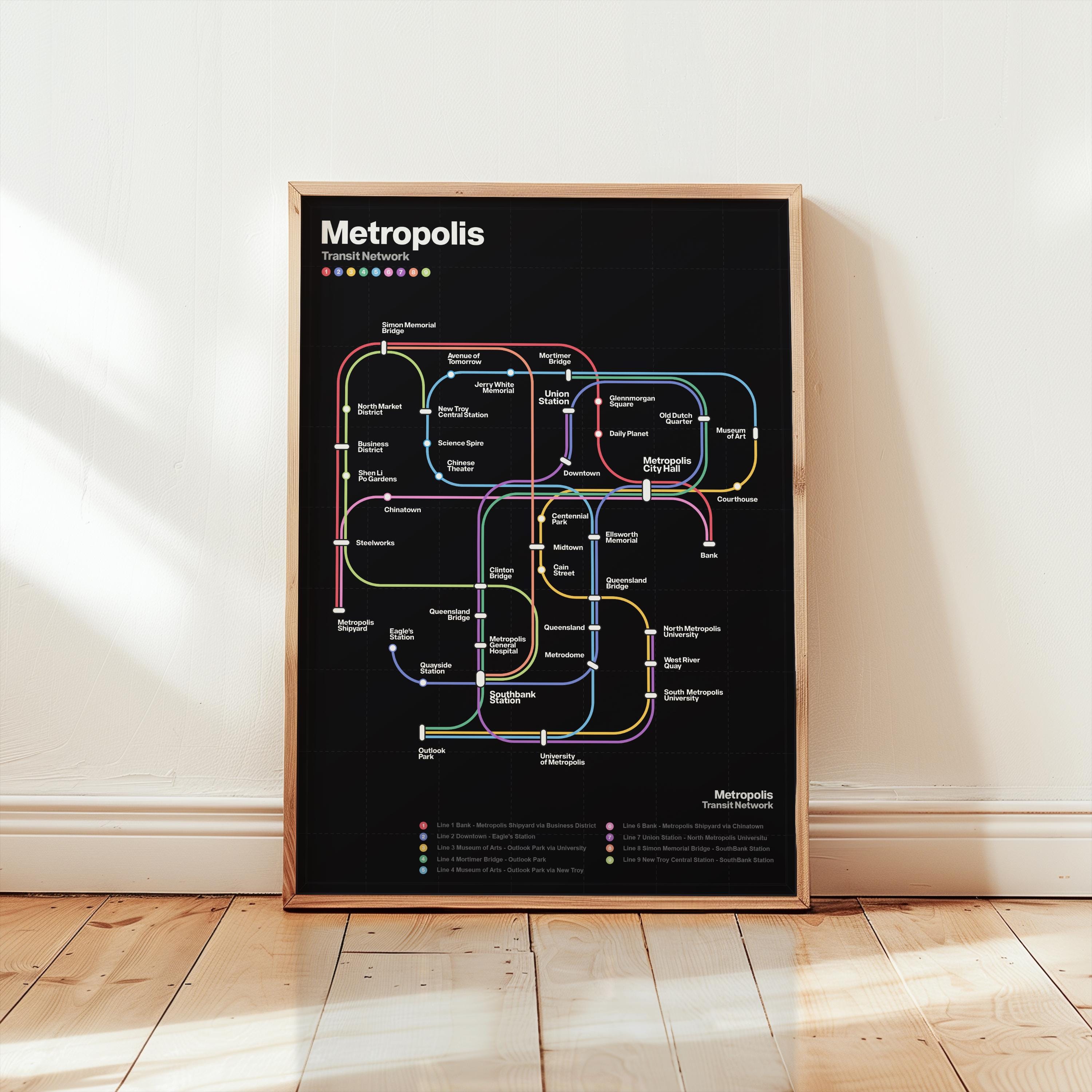 Metropolis Transit Map Art Print: Unique Metro Design (digital Download ...