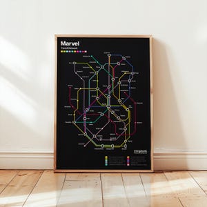 Mapa de Trânsito Marvel / Pacote de 2 Cores / Mapa de Fantasia, Mapa de Metrô Exclusivo, Presente Único, Arte para Imprimir, Impressão Digital, Download Instantâneo