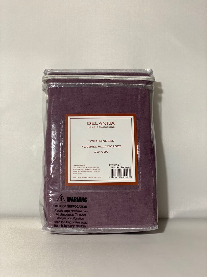 DELANNA Two Standard Flannel Pillowcases 100 Cotton Size 20 X 30 Etsy