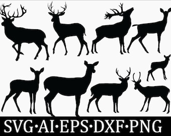 Hirsch svg, Hirsch svg Bündel. Hirsch Silhouette. Hirsch Clipart, Schnittdatei für Cricut.