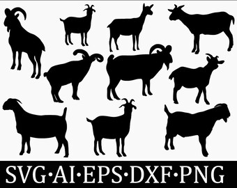 Goats SVG Head butting Goats Lamb Sheep PnG DXF EPS Cricut Silhouette Digital Cut File Clip Art