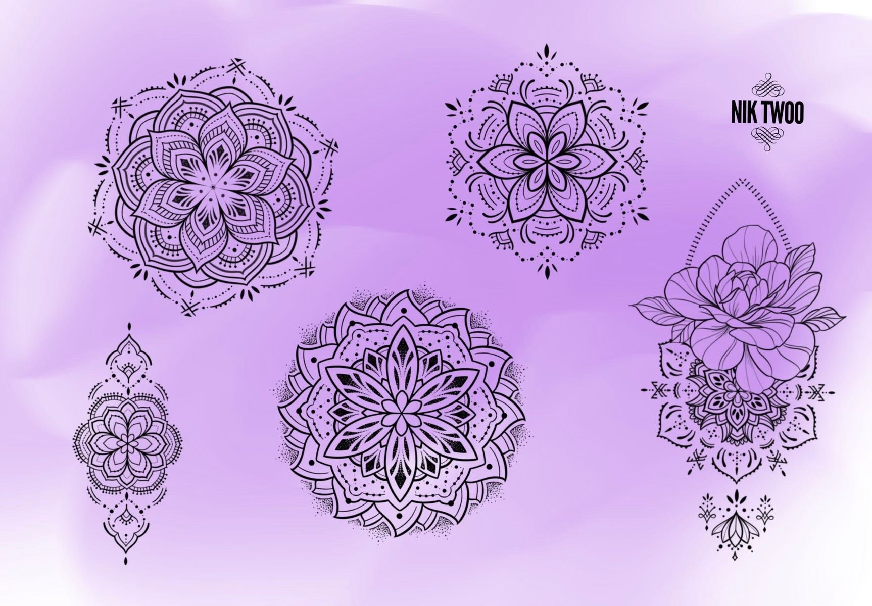 Brushes Tattoo Mandalas Procreate Ornamental and Brushes Flowers, Pack ...