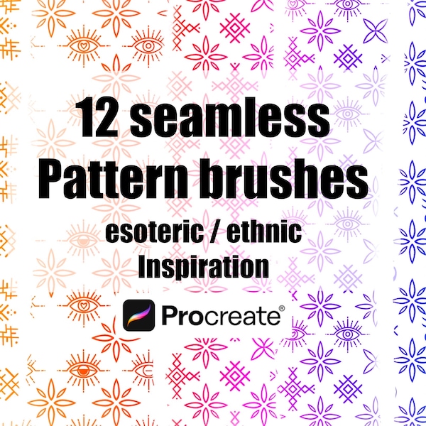 Brushes Procreate seamless pattern Ethnic, esoteric, zentangle, geometric inspiration, pack of 12 brushes pattern Procreate iPad, brush set