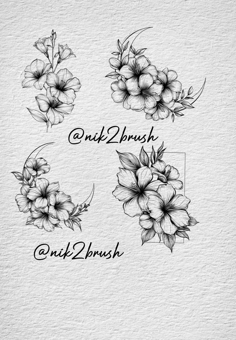 Stamps Tattoo Fine Line Flowers, Procreate Line Pen Drawing Brush ...