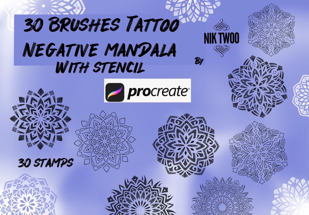 Brushes Tattoo Procreate Negative Mandala With Stencil Etsy