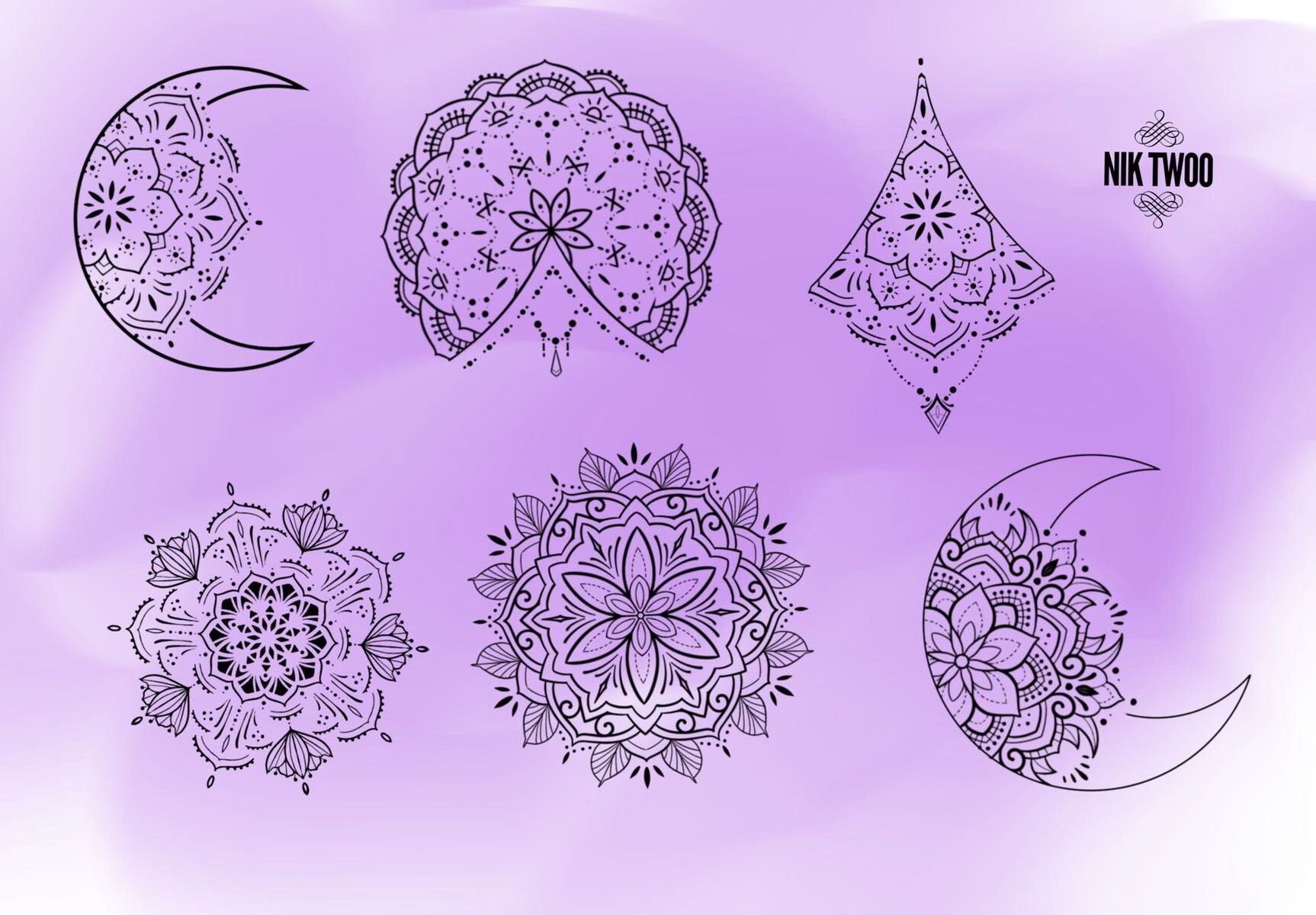 Brushes Tattoo Mandalas Procreate Ornamental and Brushes Flowers, Pack ...