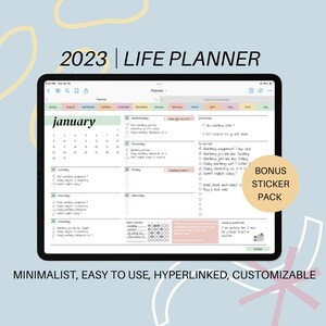 2023 Digital Life Planner, GoodNotes Compatible, Landscape, Hyperlinked, Bonus Sticker Pack, Boho Aesthetic, Dated Planner for iPad