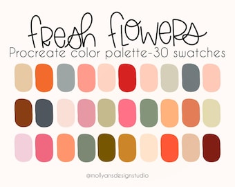 Fresh Flowers Procreate Color Palette, Spring Color Palette, Valentine's Day Color Palette, Romantic Color Palette, Lover Palette, Digital