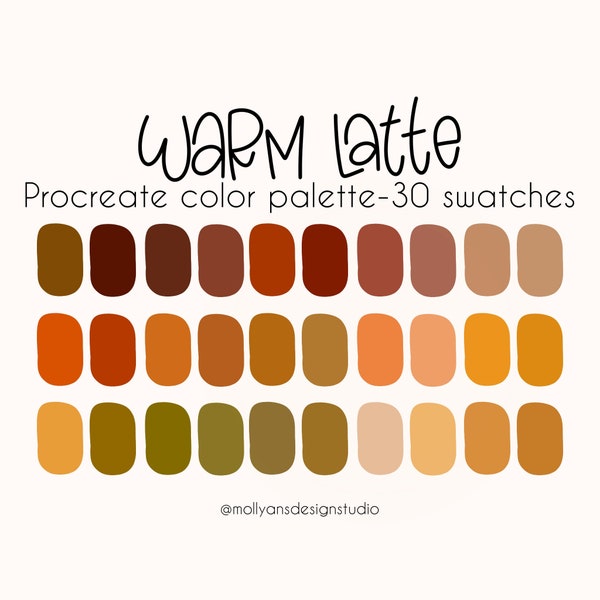 Warm Latte Procreate Color Palette, Fall Color Palette, Boho Earthy Color Palette, Terra Cotta Color Palette, Halloween Color Palette