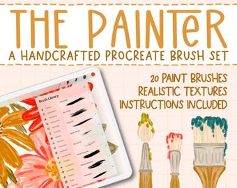 The Painter Procreate Brush Set, Digital/Instant Download, Thick Textured Brushes for Procreate, Realistic Paint Texture Brushes, Paintbrush
