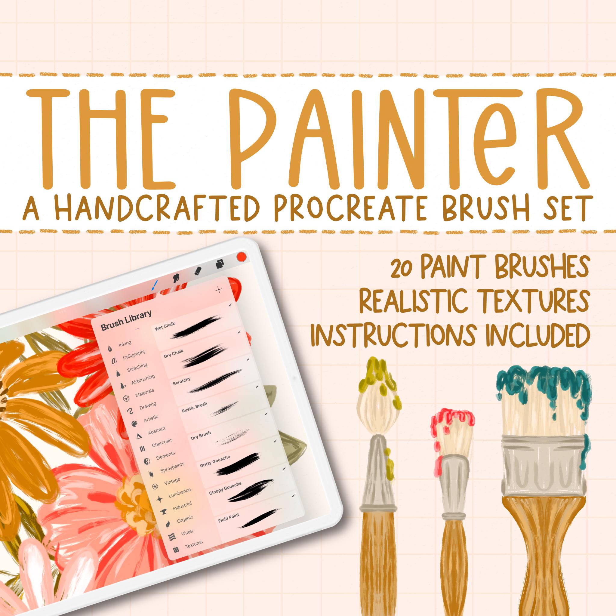 The Painter – Set de pinceles para Procreate: pinceles de pintura gruesa y texturizada para efectos realistas de óleo, acrílico, acuarela y gouache (Descarga digital instantánea)