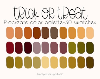 Trick or Treat Procreate Color Palette, Boho Halloween Palette, Retro Fall Color Palette, Dark Color Palette, Boho Palette, Earthy Colors