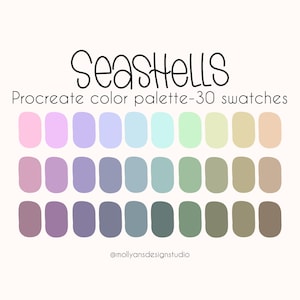 Seashells Procreate Color Palette, Muted Pastel Color Palette, Pastel Rainbow Palette, Kawaii Color Palette, Beach Color Palette, Boho Color