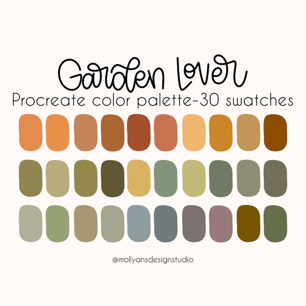 Garden Lover Procreate Color Palette, Digital Download, Instant Download, Boho Palette, Soft Colors