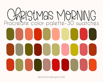 Christmas Morning Procreate Color Palette, Digital Holiday Color Palette, Retro Christmas Palette, Vintage Holiday Colors