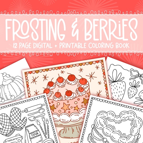 Cute Cake Coloring Pages Etsy