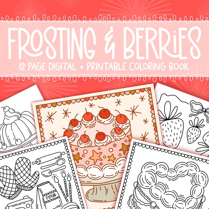 Cute Cake Coloring Pages Etsy