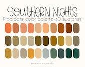 Southern Nights Procreate Color Palettes, Boho Color Palette, Retro Color Palette, Moody Color Palette, Terra Cotta Color Palette, Boho