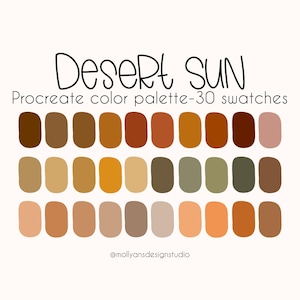 Desert Sun Color Palette, Digital Download, Terracotta Color Palette for Procreate, Boho Color Aesthetic, Warm Digital Color Palette