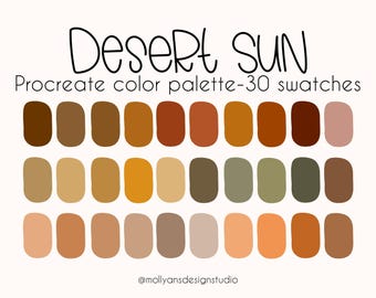 Desert Sun Color Palette, Digital Download, Terracotta Color Palette for Procreate, Boho Color Aesthetic, Warm Digital Color Palette