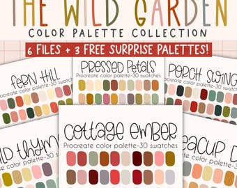 The Wild Garden Color Palette Collection, Procreate Color Palette Bundle, Digital Tool Pack, Boho Folk Aesthetic Palettes, Cottagecore Pack