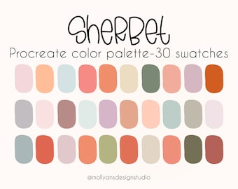 Sherbet Procreate Color Palette, Spring Color Palette, Boho Valentine's Day Color Palette, Romantic Palette, Digital Download