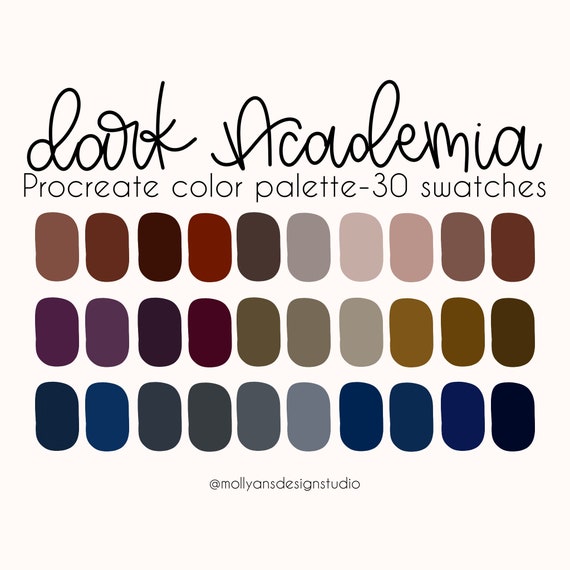 Dark Academia Procreate Color Palette, Digital Download, Bookish Color  Palette, Book Lover Color Palette, Academia Aesthetic 