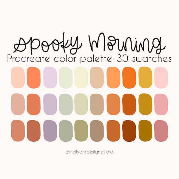 Spooky Morning Procreate Color Palette, Boho Halloween Palette, Pastel Fall Palette, Instant Download, Digital Download