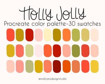 Holly Jolly Procreate Color Palette, Bright Cheerful Color Palette, Retro Christmas, Vintage Christmas Palette, Instant Download
