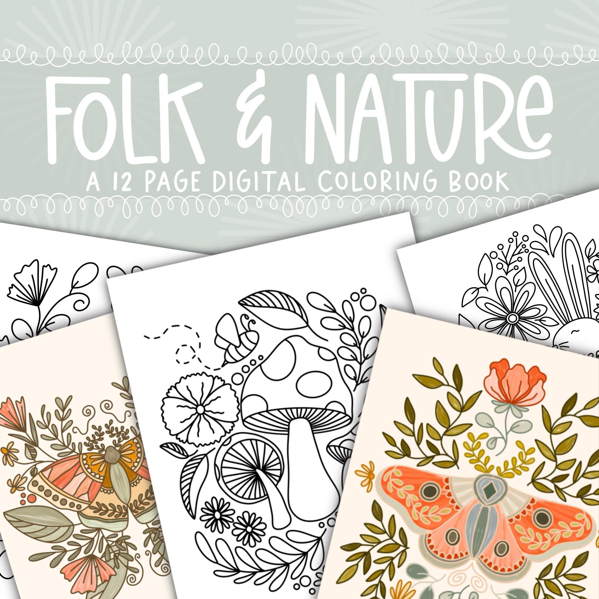 Folk & Nature Digital Coloring Book – Easy Printable Folk Art Pages for Adults & Kids - Image 1