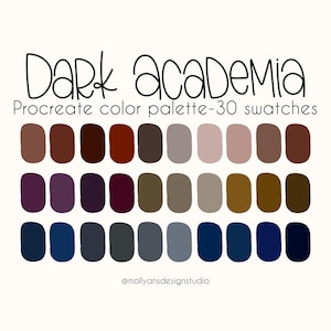 Dark Academia Procreate Color Palette, Digital Download, Bookish Color Palette, Book Lover Color Palette, Academia Aesthetic, Moody Colors