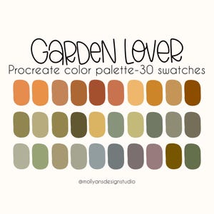 Garden Lover Procreate Color Palette, Boho Color Palette, Soft Color Palette, Earthy Color Palette, Muted Colors, Branding Colors, Pastels