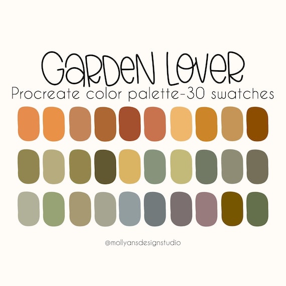 Garden Lover Procreate Color Palette, Boho Color Palette, Soft Color Palette, Earthy Color Palette, Muted Colors, Branding Colors, Pastels