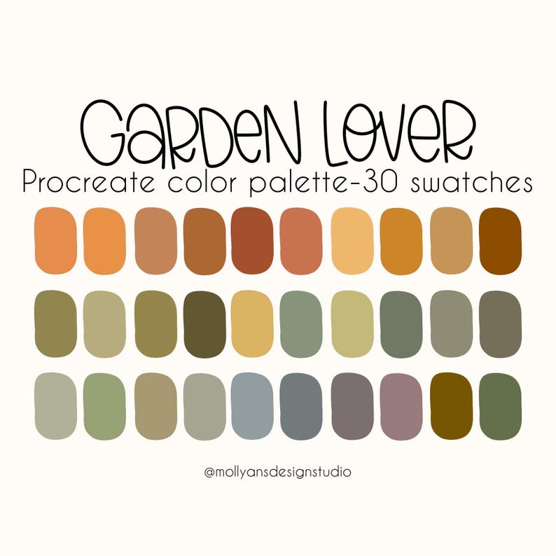 Garden Lover Procreate Color Palette, Boho Color Palette, Soft Color Palette, Earthy Color Palette, Muted Colors, Branding Colors, Pastels image 1
