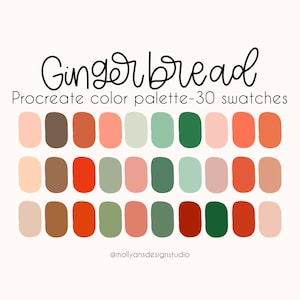 Gingerbread Procreate Color Palette, Christmas Digital Color Palettes for Coloring, Holiday Color Palette, Boho Christmas Color Palette