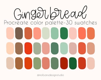 Gingerbread Procreate Color Palette, Christmas Digital Color Palettes for Coloring, Holiday Color Palette, Boho Christmas Color Palette