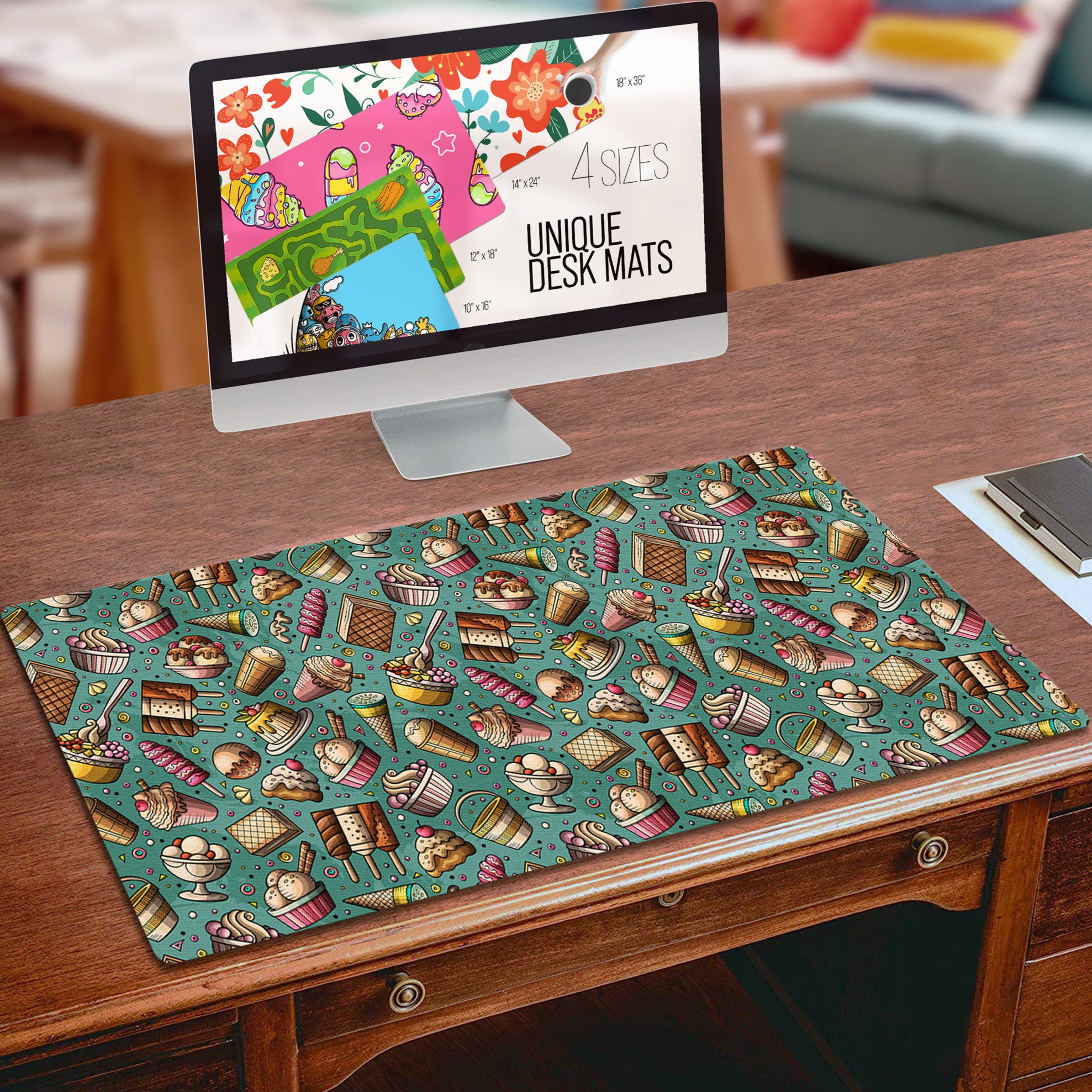 Cute Desk Pad Large Mousepad Gaming Cute Mousepad Sweets Ice Etsy