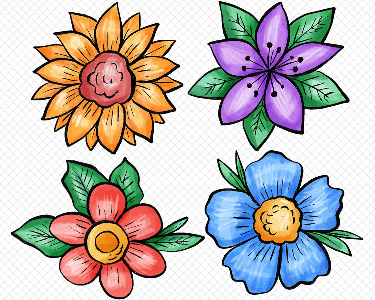 Download Flower svg flowers png floral svg cutting files bundle | Etsy