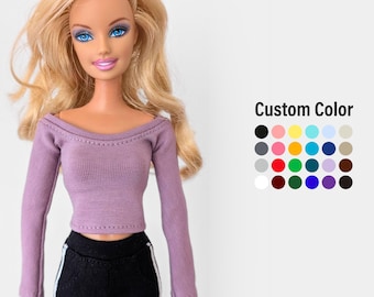 Off-the-Shoulder Long Sleeve Top for 11.5 Inch Female Doll